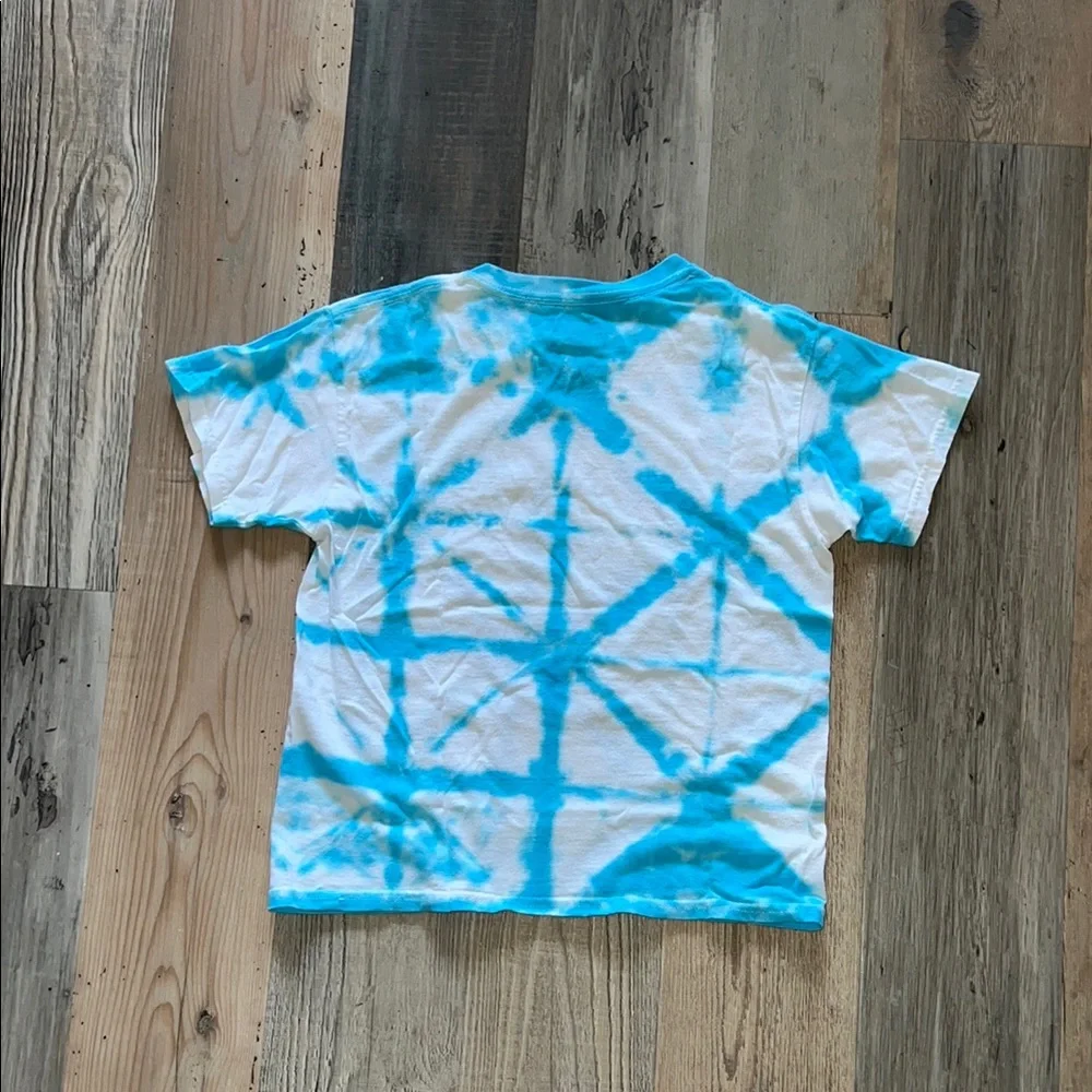 Blue & White Handmade Tie-Dye Gildan Kids T-Shirt Size: Youth Small (S)